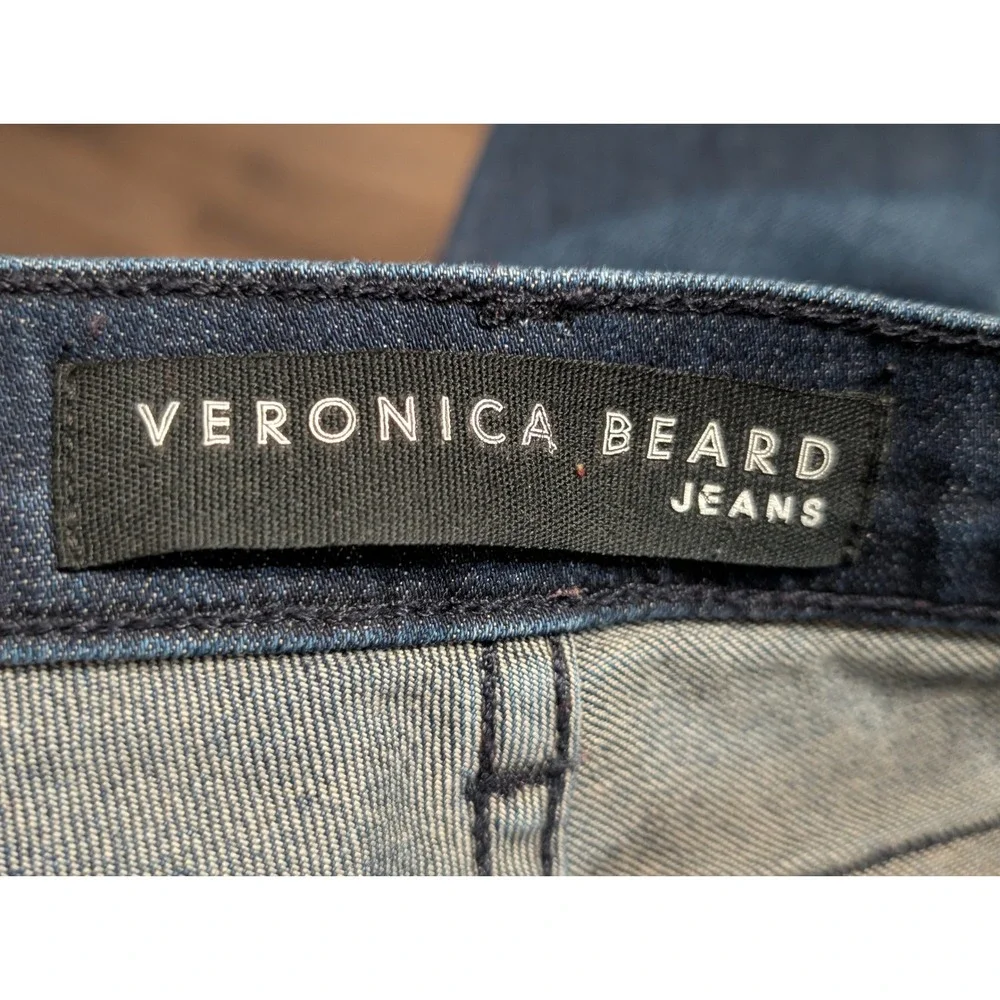 Veronica Beard Jeans‎ Midnight Side Stripe Flare Raw Hem Denim Size 24/00